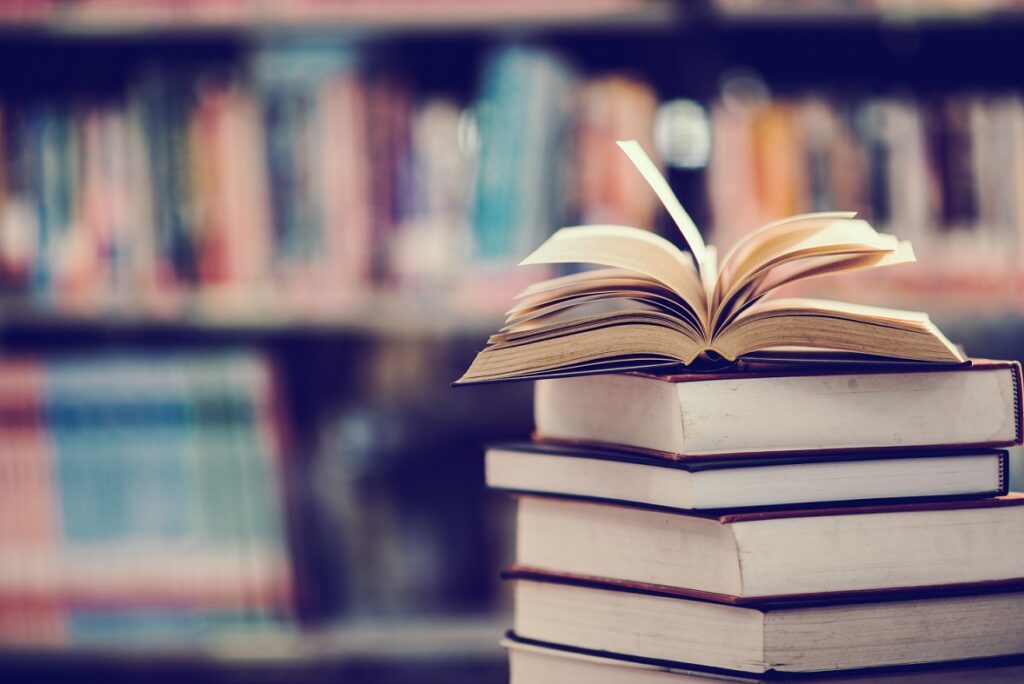 book in library with open textbook,education learning concept